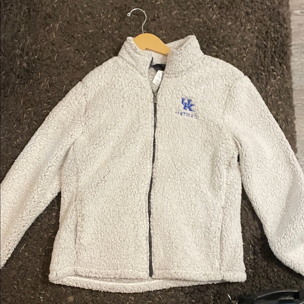 Youth XL - University of Kentucky Wildcats - White Fleece Zip-Up Jacket